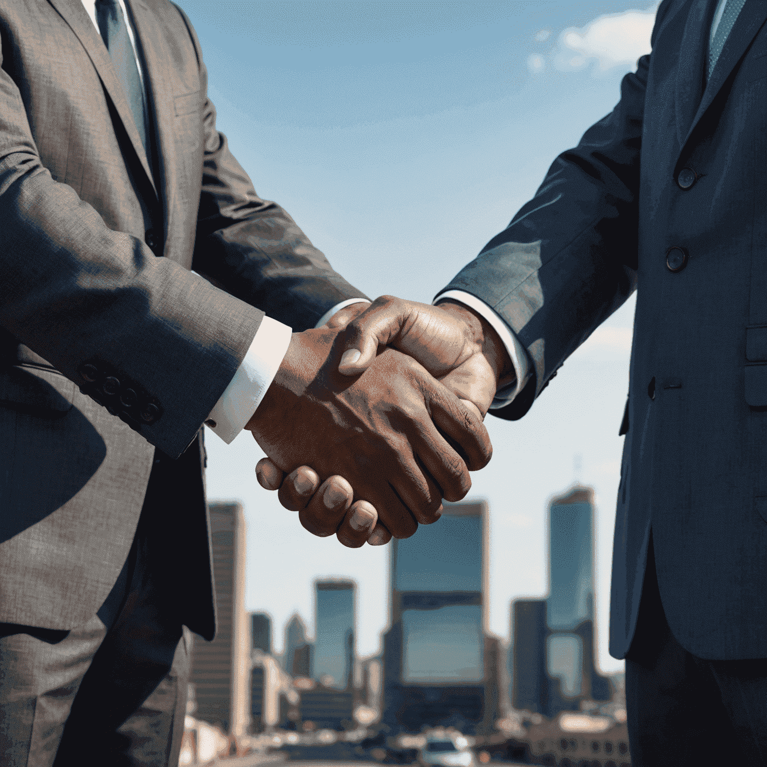 A handshake between two business professionals, symbolizing strong partnerships and collaboration in South Africa